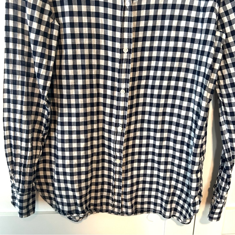 J. Crew Women's Navy and White Gingham Classic Fit Boy Shirt in‎ Size 6 - Picture 4 of 12